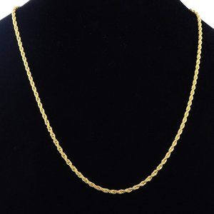 4mm Rope Chain Necklace Gold Stainless Steel 22"